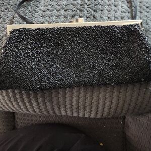 Black Beaded Evening Clutch - Unbranded